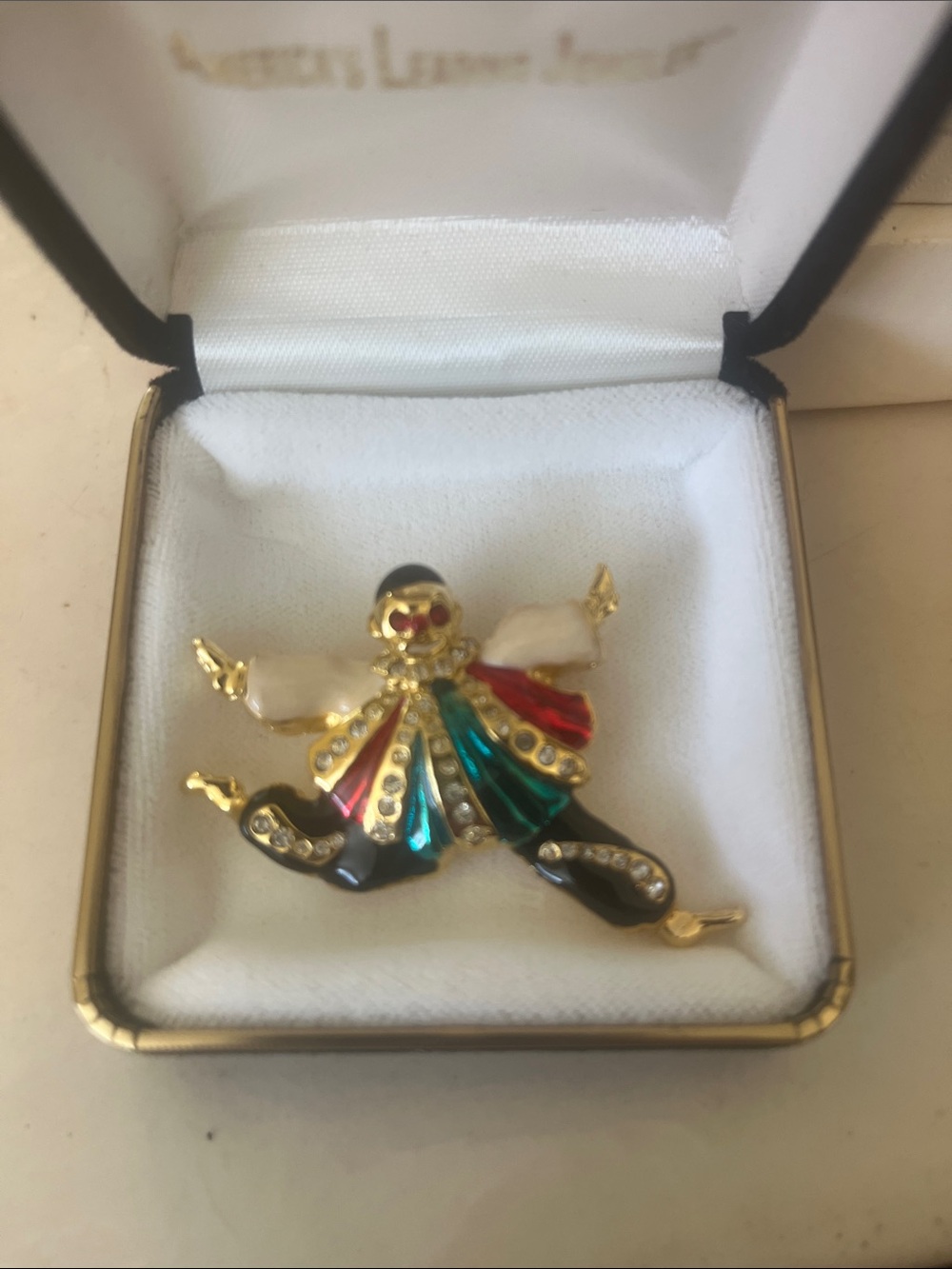 Gold-Tone Multicolor Harlequin Clown Brooch - Women Jewelry
